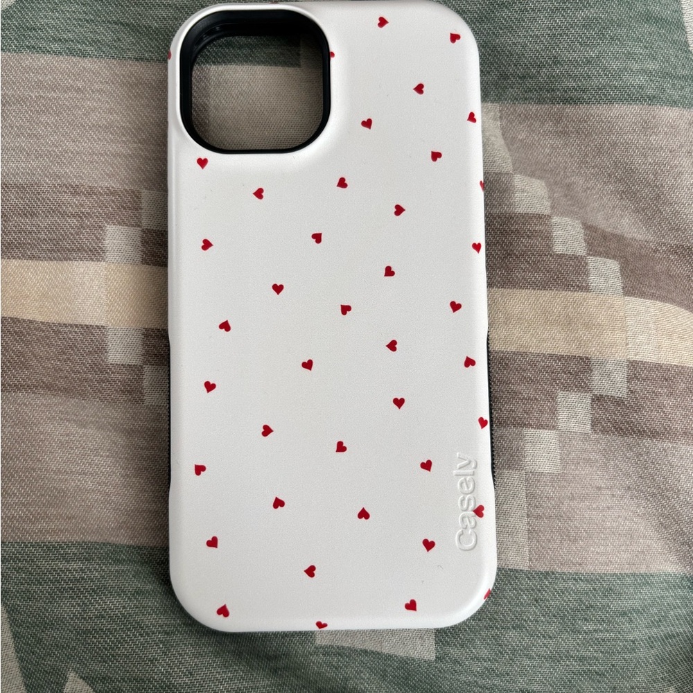 White and Red iPhone Case with Protective Matte Finish